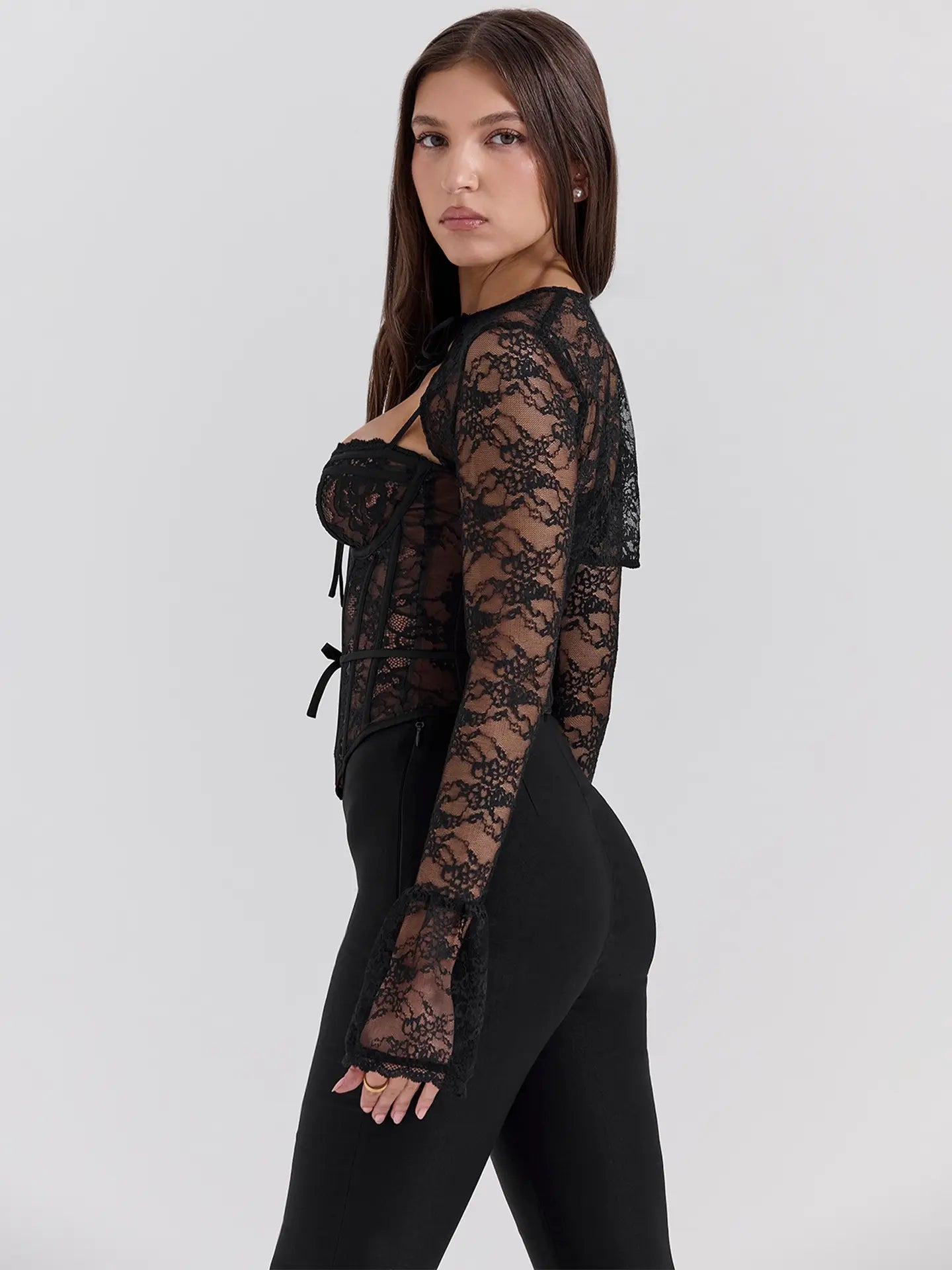 Corset de Renda com Mangas Longas Marcelline