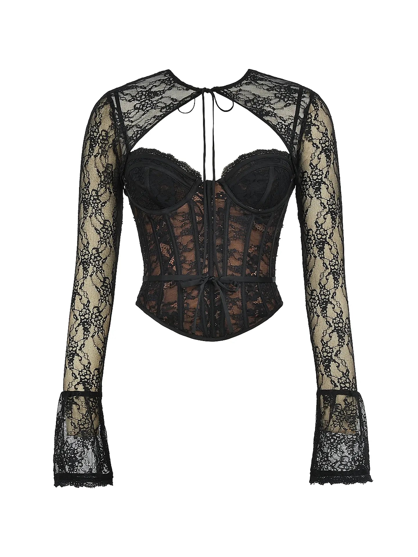 Corset de Renda com Mangas Longas Marcelline