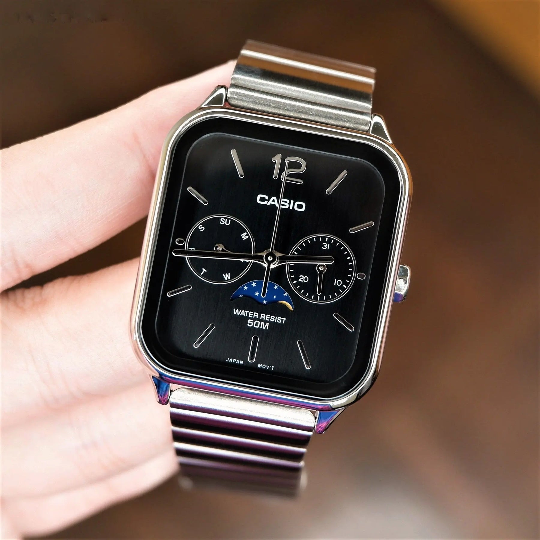 Relógio CASIO Moon Day 36mm Unissex - Aço Inoxidável | A Prova D'agua