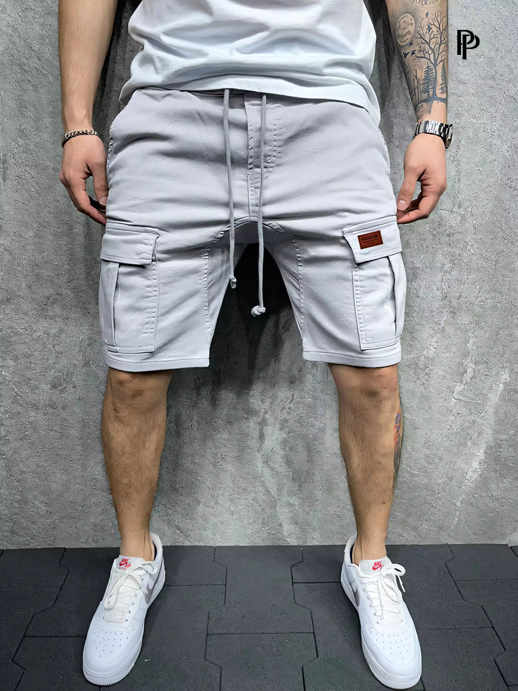 Bermuda Masculina Cargo Cinza