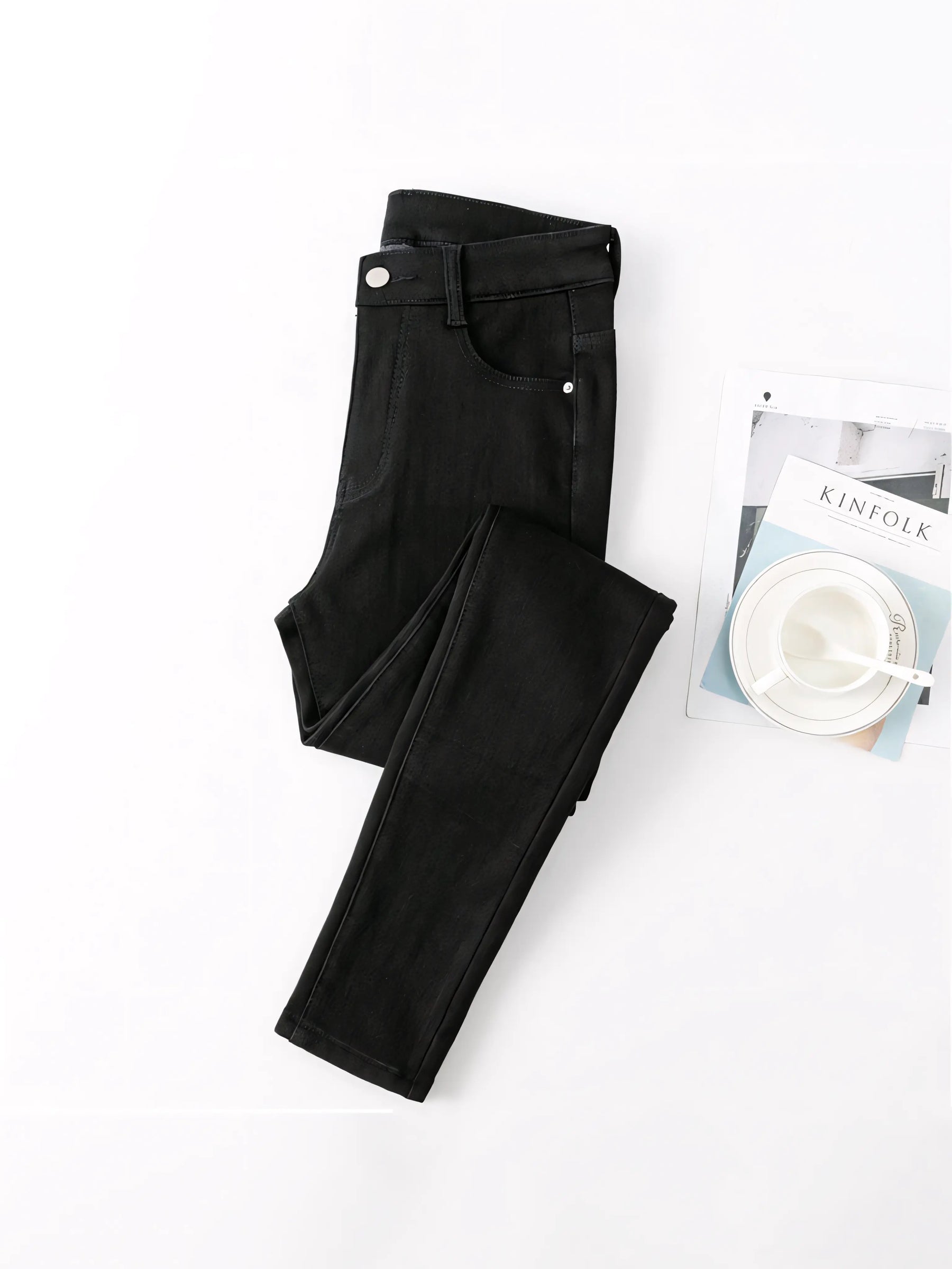 Calça Jeans Peluciada Com Elastano + Meia Térmica