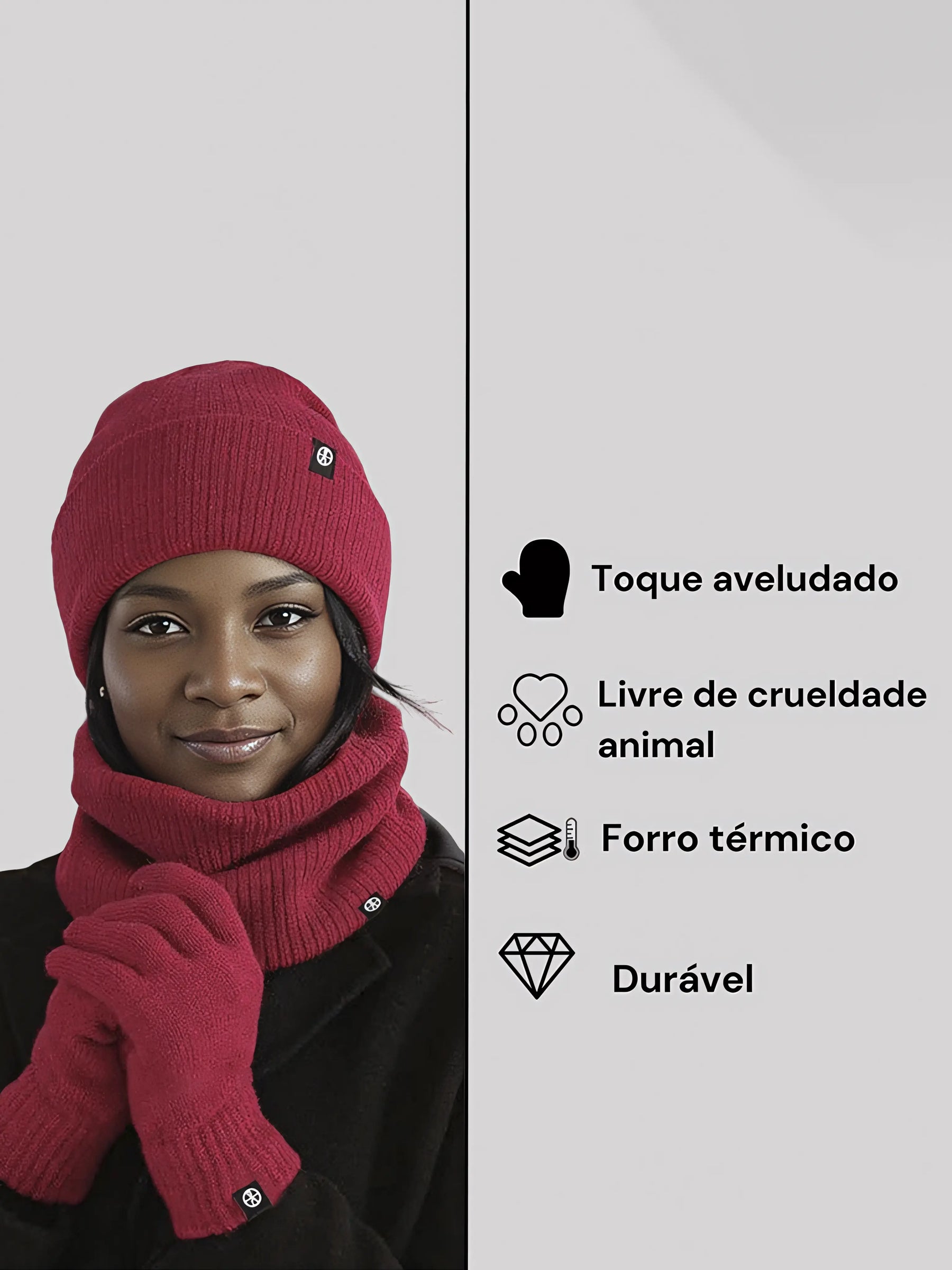 Conjunto Térmico Gorro, Cachecol e Luvas