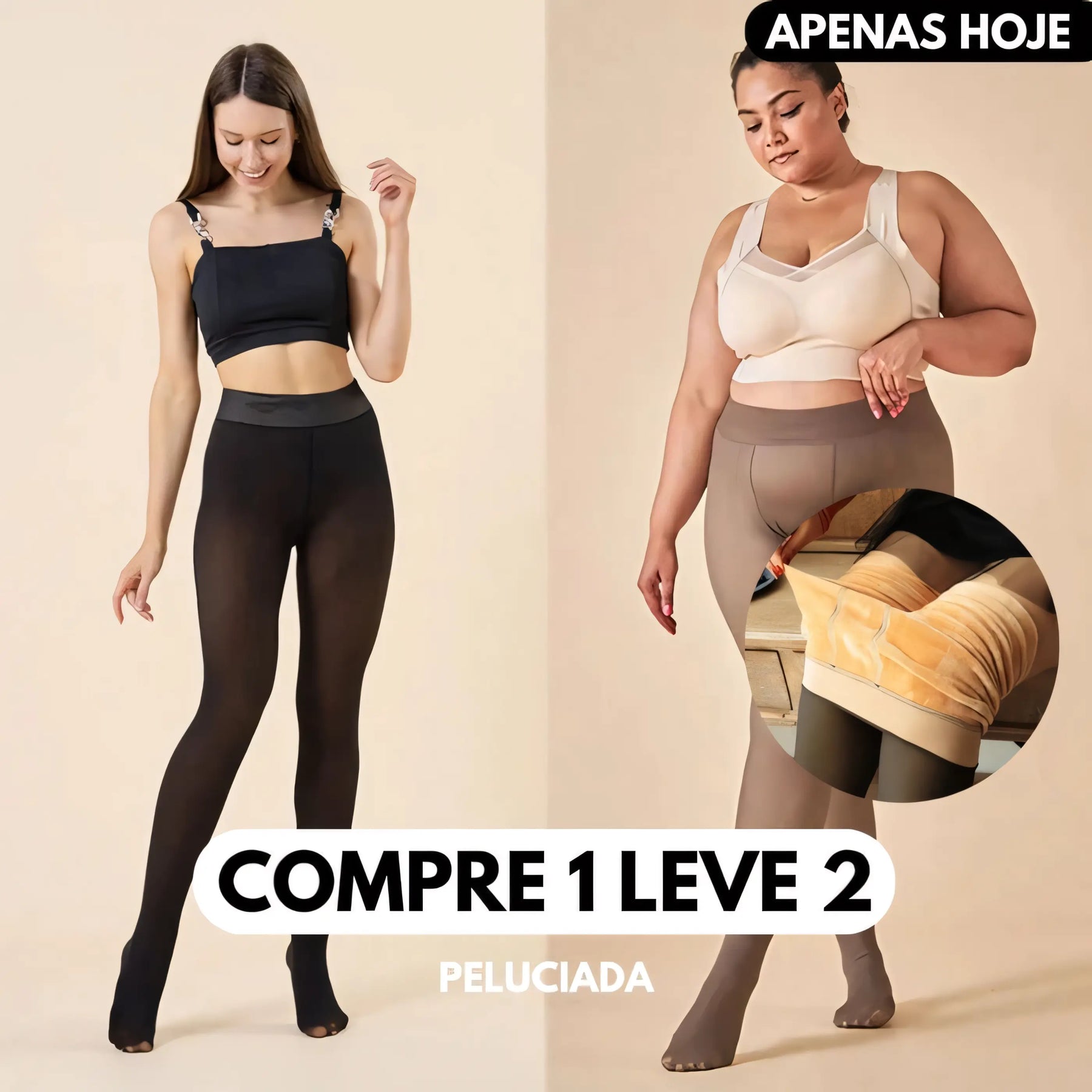 Kit Meia Calça Forrada Translúcida (Compre 1 Leve 2) - QUEIMA DE ESTOQUE