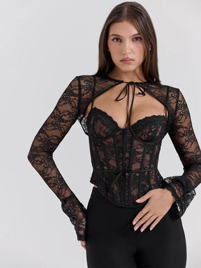 Corset de Renda com Mangas Longas Marcelline