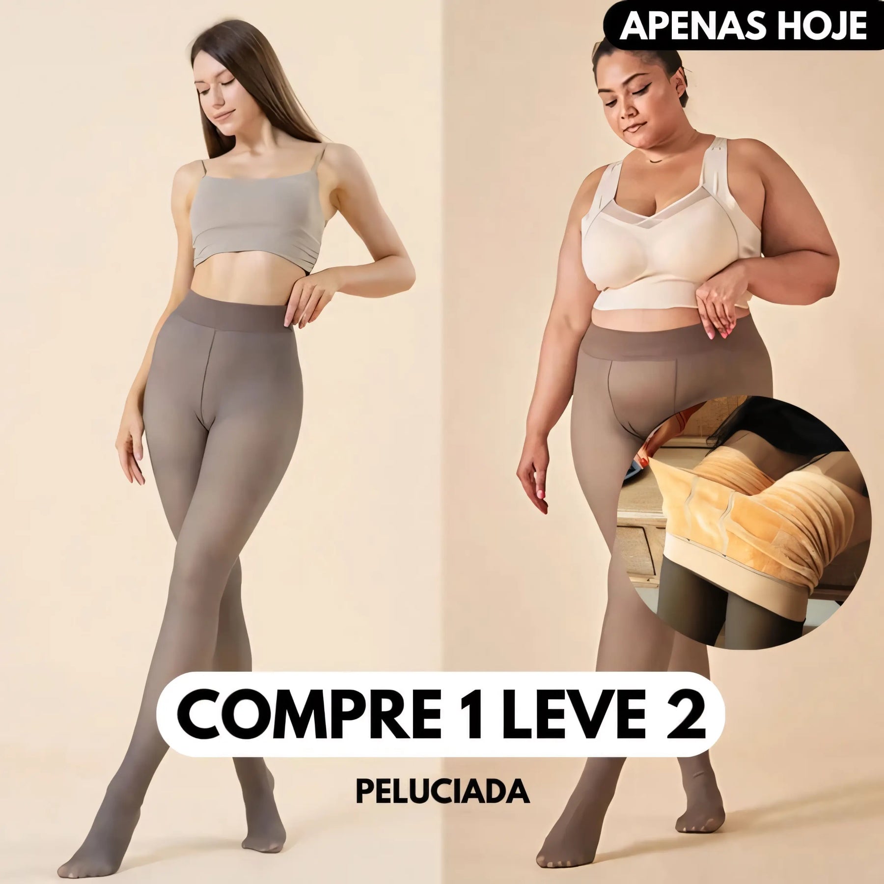 Kit Meia Calça Forrada Translúcida (Compre 1 Leve 2) - QUEIMA DE ESTOQUE