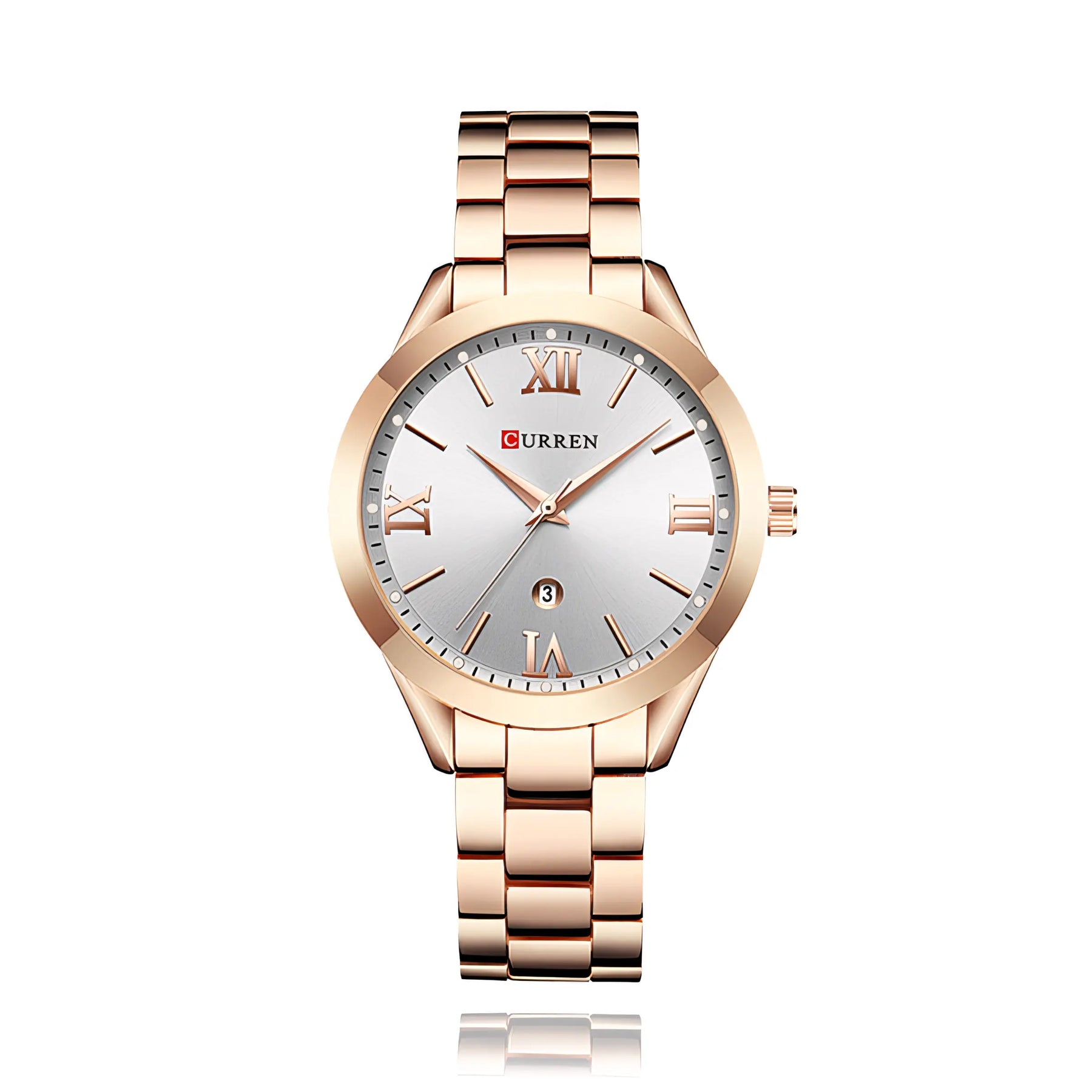 Relógio CURREN Perfect Time - Feminino Hardlex | Pulseira de Aço