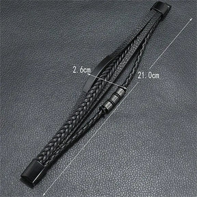 Pulseira de Couro de Aço Inoxidável Masculino