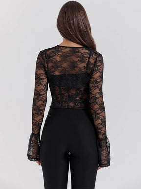 Corset de Renda com Mangas Longas Marcelline