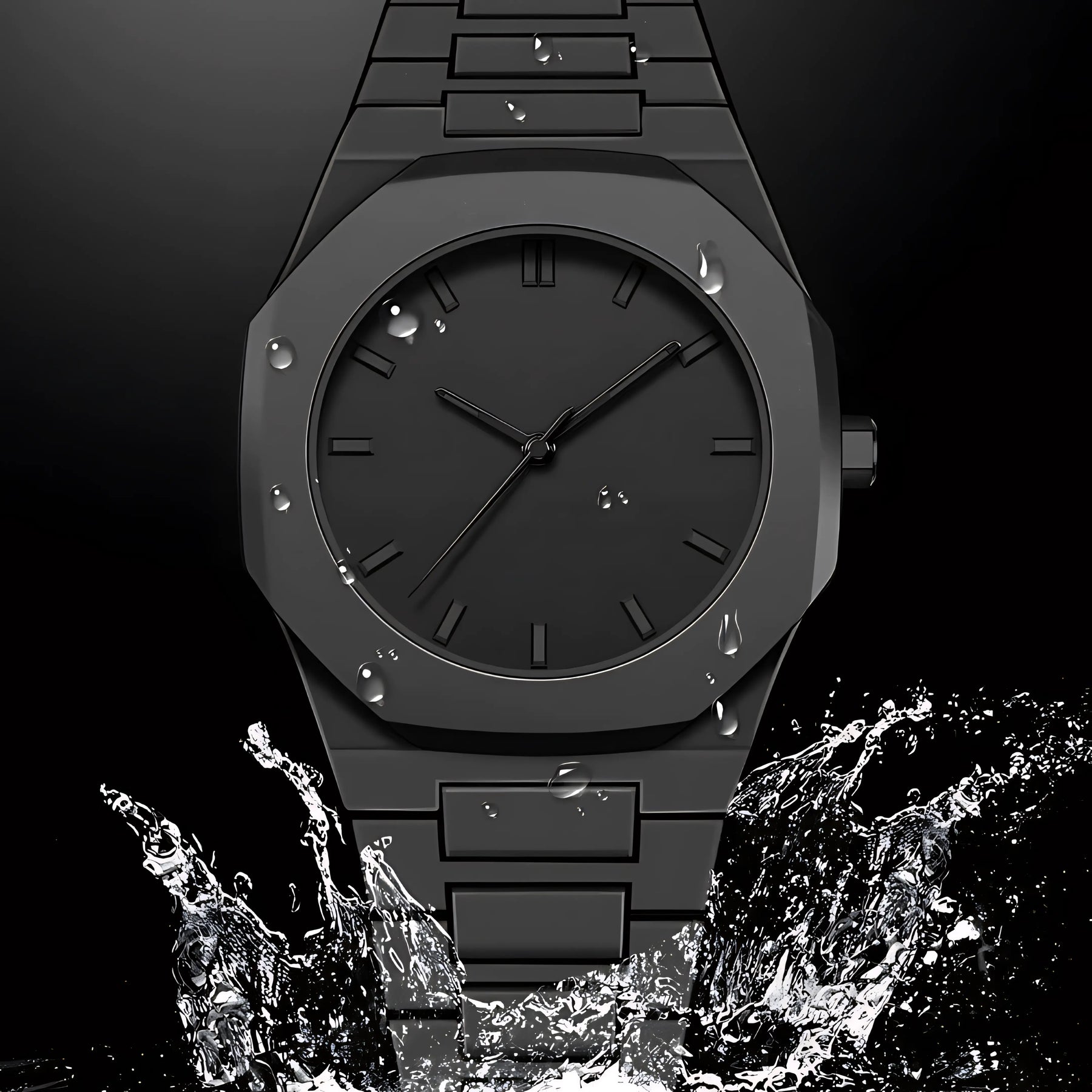 Relógio Minimalista All Black 40,5mm Masculino - Policarbonato | A Prova D'agua