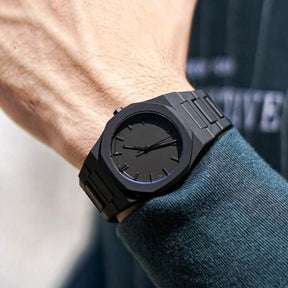 Relógio Minimalista All Black 40,5mm Masculino - Policarbonato | A Prova D'agua