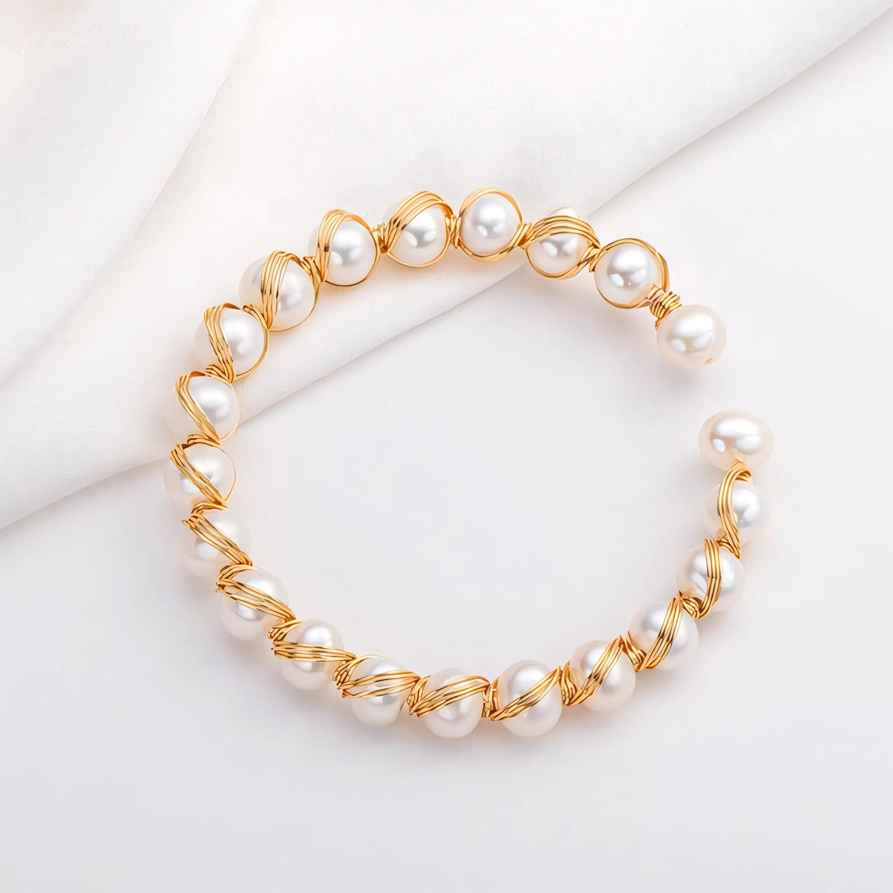 Pulseira Com Pérola de Água Doce Ouro 14k